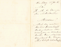 Conceptbrief van Hendrik Gerard Johan MG (1837-1894) aan de koningin betreffende verschaffen van maaltijden